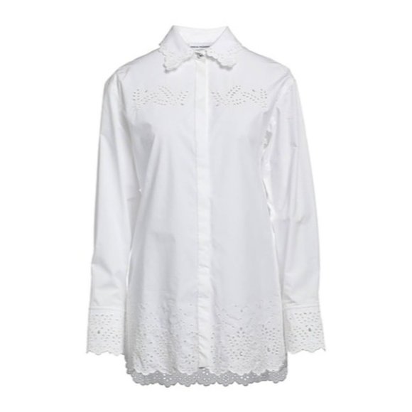 PACO RABANNE EMBROIDERED EYELET COTTON BUTTON-UP SHIRT size 38 - Picture 3 of 11